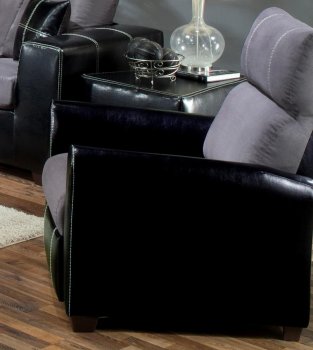 Grey Fabric & Black Vinyl Modern Recliner [CHFRC-V3-R28]