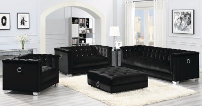 Chaviano Sofa 505395 in Black Velvet Fabric by Coaster w/Options