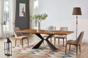 1712 Dining Table Walnut & Black by ESF w/Optional 1711 Chairs [EFDS-1712-1711]