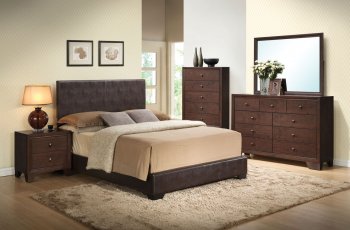 Ireland Bedroom 5Pc Set by Acme w/Brown PU Upholstered Bed [AMBS-14370 Ireland]