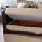 Beige Fabric & Dark Leather Base Convertible Sofa Bed w/Storage