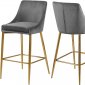 Karina Counter Stool 789 Set of 2 Grey Velvet Fabric - Meridian