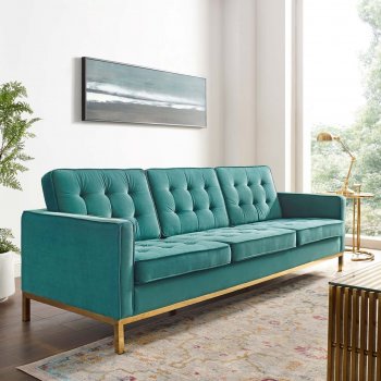 Loft Sofa in Teal Velvet Fabric by Modway w/Options [MWS-3387 Loft Teal]