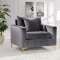 Naomi Sofa 633 in Grey Velvet Fabric by Meridian w/Options