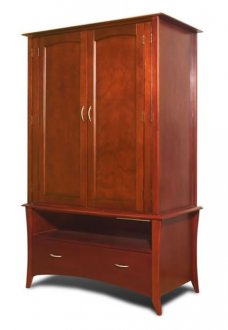 Cherry Finish Modern Two-Door Armoire With Drawer And Shelf