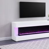 Vallerie TV Stand 710023 in White by Coaster w/Visual Flame Box