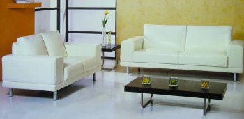 White Bycast Leather Modern Living Room Set [BHS-Concorde White]