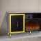 Sashi Electric Fireplace Media Console in Black w/Gold Accents