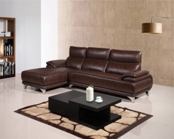 Chocolate Bonded Leather Modern 8230 Sectional Sofa [AESS-8230]