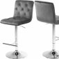 Contempo Bar Stool 711 Set of 4 Grey Velvet Fabric by Meridian