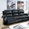 Odette CM6150BK Reclining Sofa in Black Leatherette w/Options