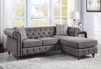 Waldina Sectional Sofa LV00499 in Brown Fabric by Acme [AMSS-LV00499 Waldina]