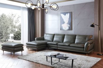 9180 Sectional Sofa in Gray-Green Leather by ESF [EFSS-9180 Gray-Green]