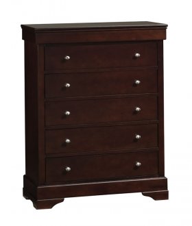 Dark Cappuccino Color Five Drawer Contemporary Chest