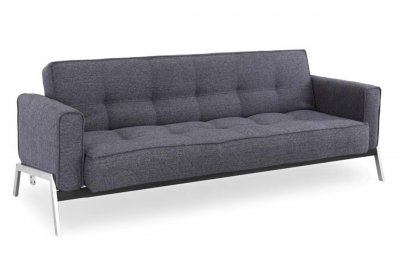 Charcoal Grey Fabric Modern Convertible Sofa Bed w/Chrome Legs