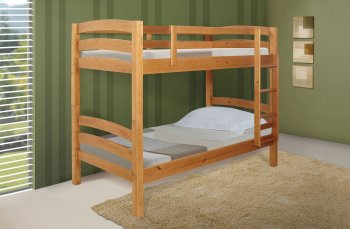 Rich Honey Pine Finish Contemporary Twin Bunk Bed [HLBS-S185]