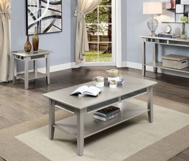 Celestine 3Pc Coffee & End Table Set CM4347 in Silver w/Options