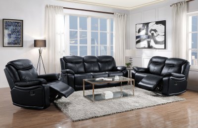 Ralorel Motion Sofa LV00060 in Black Leather by Acme w/Options