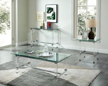 Tuva 3Pc Coffee & End Table CM4147 in Chrome & Glass [FACT-CM4147-Tuva]