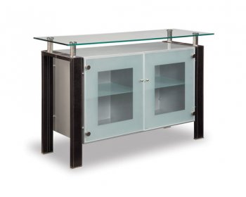 Silver Finish Buffet With Leather Details [GFB-8001B]