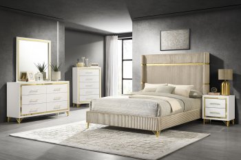 Lucia Bedroom Set 5Pc 224731 in Beige & White by Coaster [CRBS-224731 Lucia]