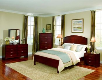 Modern Cherry Finish Bedroom w/Rounded Headboard [CRBS-184-201211]