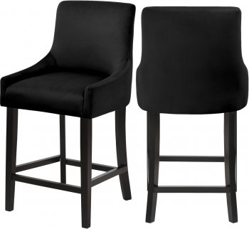 Demi Counter Stool 724 Set of 2 Black Velvet Fabric by Meridian [MRDC-724 Demi Black]