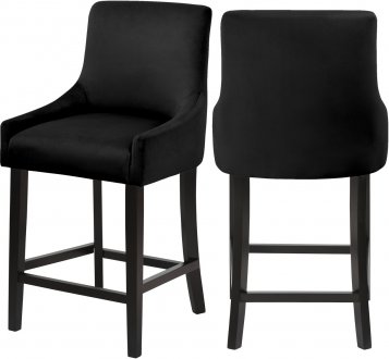 Demi Counter Stool 724 Set of 2 Black Velvet Fabric by Meridian