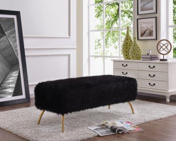 Tiffany Bench 108 in Black Faux Fur by Meridian [MRBN-108Fur Tiffany Black]