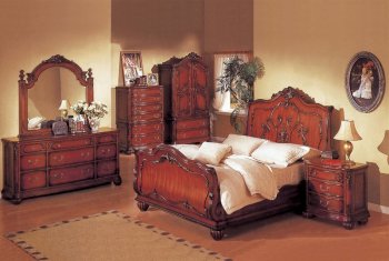 Dark Cherry Finish Classic Bedroom w/Sleigh Bed & Options [YTBS-4058-Richmond]