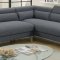 F6539 Sectional Sofa in Charcoal Glossy Polyfiber Fabric by Boss