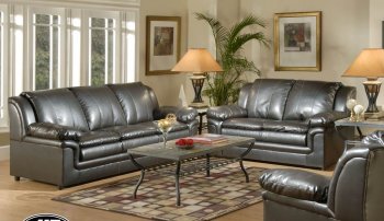 Chocolate Brown Bonded Leather Modern Loveseat & Sofa Set [JTS-6300]