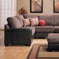 Brown Microfiber and leather Sectional Sofa Set