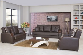 Euro Moda Sofa Bed in Brown Leatherette by Casamode w/Options [CMSB-Euro-Moda-Brown]