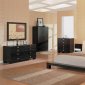 Dark Cappuccino Finish 5PC Modern Bedroom Set w/Beige Headrests