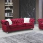 LCL-013 Sofa & Loveseat Set in Burgundy Velvet