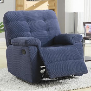 Blue Corduroy Fabric Modern Rocker Recliner Chair w/Pillow Arms [CRRC-600191]