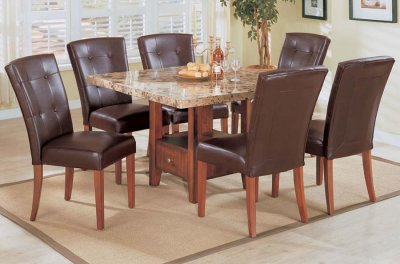 Bologna 07050 Marble Top Modern Dinette With Cherry Finish Base