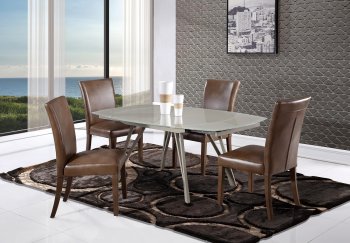 D2177DT Dining Table by Global w/Glass Top & Options [GFDS-D2177DT-D6188DC]