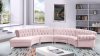 Anabella Sectional Sofa 697 in Pink Velvet Fabric by Meridian