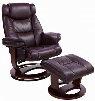 Savuage Bordeaux Bonded Leather Modern Recliner Chair w/Ottoman