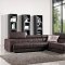 Brown Fabric Modern Sectional Sofa w/Adjustable Headrest