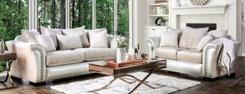 Benigno Sofa SM6411 in Pearl Leatherette w/Options [FAS-SM6411-Benigno Pearl]