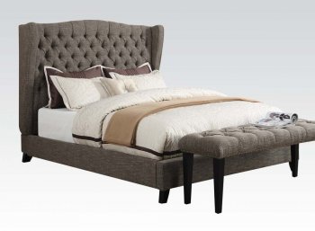 20900 Faye Upholstered Bed in Chocolate Fabric by Acme [AMB-20900 Faye Chocolate]