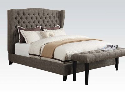 20900 Faye Upholstered Bed in Chocolate Fabric by Acme