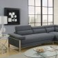 F6539 Sectional Sofa in Charcoal Glossy Polyfiber Fabric by Boss