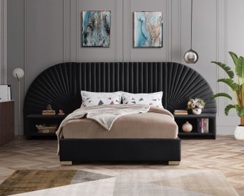 Cleo Bed in Black Velvet by Meridian w/Options [MRB-Cleo Black]