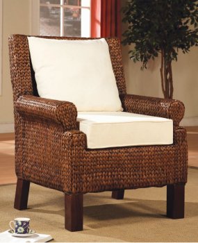 Contemporary Elegant Accent Chair w/Banana Leaf Accents [CRAC-504-900281]