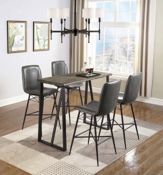 182621 5Pc Bar Set in Rustic Brown & Gunmetal by Coaster [CRBA-182621]