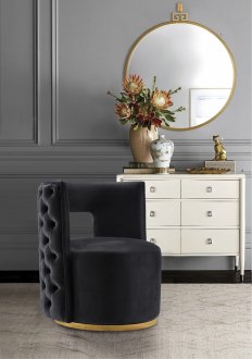 Theo Accent Chair 594 in Black Velvet by Meridian